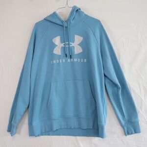 Under Armour Hoodie Womens XL Loose Pullover Fleece‎ Sweatshirt Blue Long Sleeve